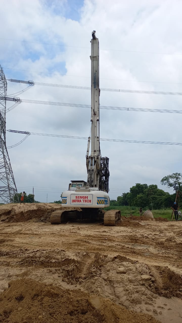 Heavy piling equipment during site operations